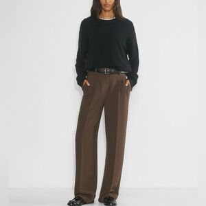 Wilfred Aritzia Effortless Pant High Waisted Wide Leg Crepe Pant size 10 Brown